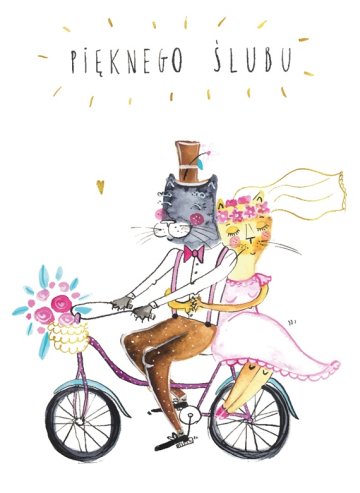 Karnet B6 HS ślub koty na rowerze 