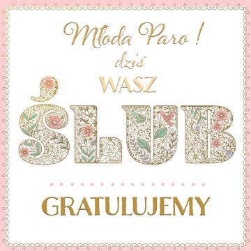 Karnet KWD z bilecikiem HS tł ślub pattern